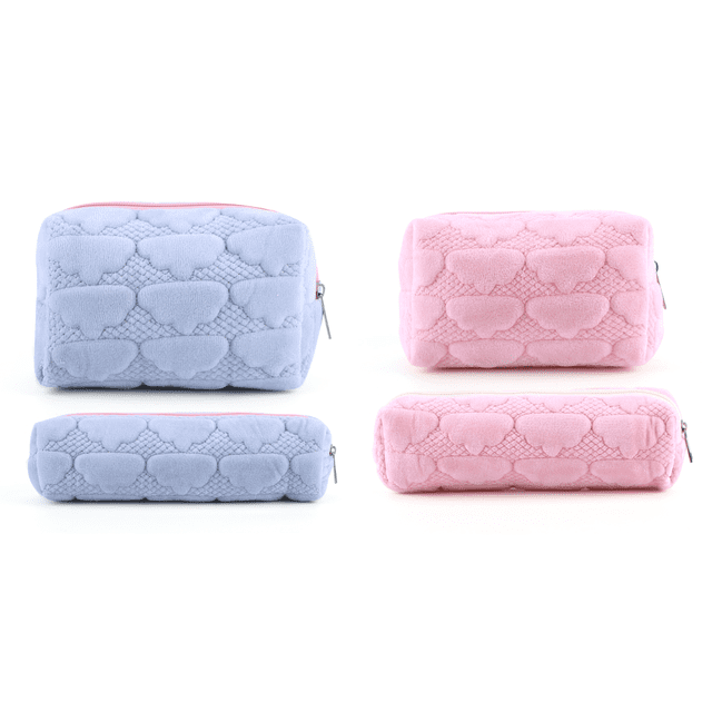 Maquillaje Felpa Estuche Estético para Lápices Organizador Cosméticos Color Azul 2 Uds.