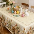 thumbnail image 4 of OCCOA Easter Tablecloths Rectangular Bunny Egg Spring Floral 55 x 79 Rectangle Tablecloth - Oblong Polyester Holiday Rabbit Table Cover Washable Waterproof for Spring Party Family Gathering Kitchen, 4 of 7