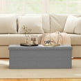 thumbnail image 4 of Topbuy Light Grey Storage Ottoman Fabric Folding Storage Chest W/ Divider Bed End Bench, 4 of 9