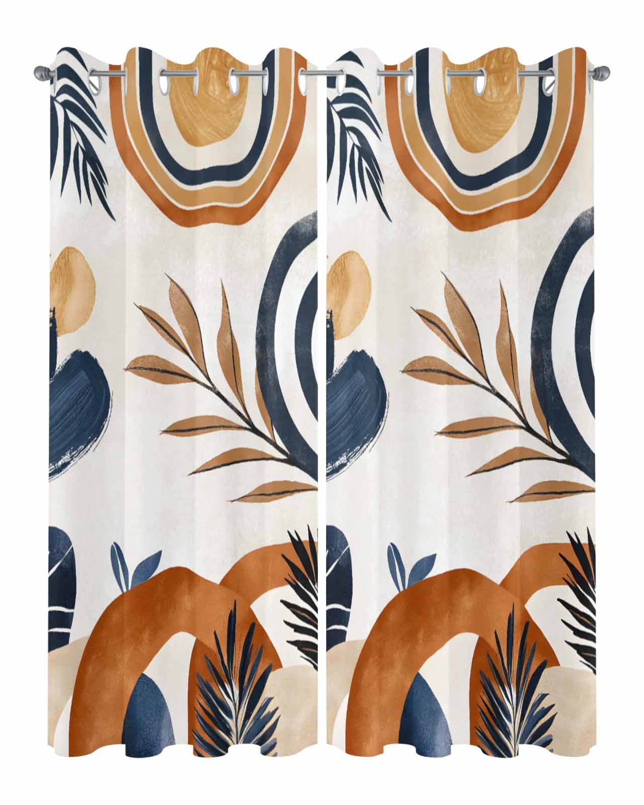 nqOlkjepod Outdoor Curtains for Patio Waterproof, Bohemian Outdoor Privacy Panels Grommet, Boho Botanical Palm Leaf Abstract Geometric Blackout Outside Curtains for Porch/Cabana 54"x108", 2 Panels