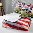 thumbnail image 4 of Manfei Sports Football Twin Quilt Set, American Flag Twin Coverlet Set, Red White Green, Black Reversible 2pcs, 1 Bedspread and 1 Pillowcase, 4 of 7