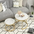 thumbnail image 3 of Canddidliike Modern Nesting Coffee Table Set of 2 for Living Room Balcony Office, Round Wood Accent Side Coffee Tables - Gold, 3 of 9
