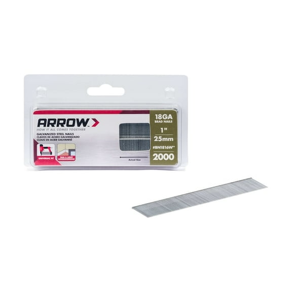 Arrow Fastener Collated Brad Nail, 18 ga, Brad Head, 2000 PK BN1816WCS