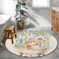 thumbnail image 4 of Spring Floral Pig Round Rug 3.3ft Washable Circle Entryway Rugs Non Slip Weeping Flowers Leaves Farmhouse Rustic Area Rug Indoor Floor Carpet for Bedroom Kitchen Living Room Home Office Dining Room, 4 of 8