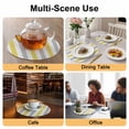 thumbnail image 2 of Yellow Grey Striped Round 15 Inch Placemats Set of 6, Geometric Vertical Stripes White HeatResistant Non Slip Place Mats for Dining Table, Wipeable Braided Kitchen Table Mats for Housewarming, 2 of 9