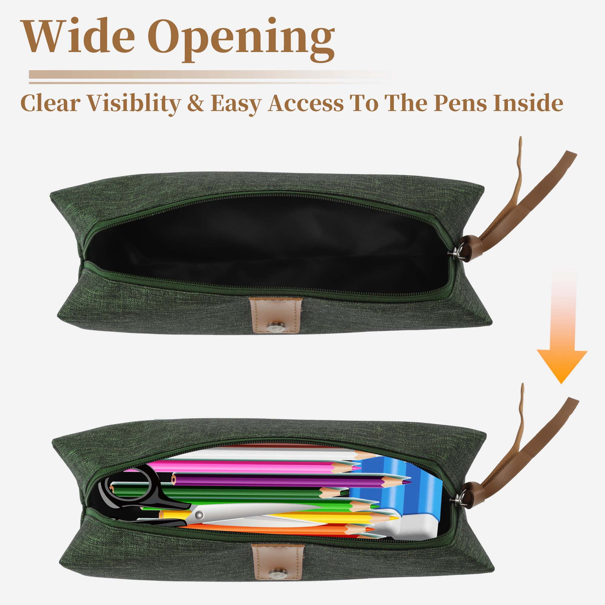 Unique Bargains Snowflake Oxford Style Pencil Pouch with Large Capacity Green