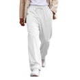 thumbnail image 2 of Men's Lightweight Sweatpants Open Bottom Sweat Pants for Men Straight Leg Gym Sweatpants Lounge Pants with Pockets White M, 2 of 6