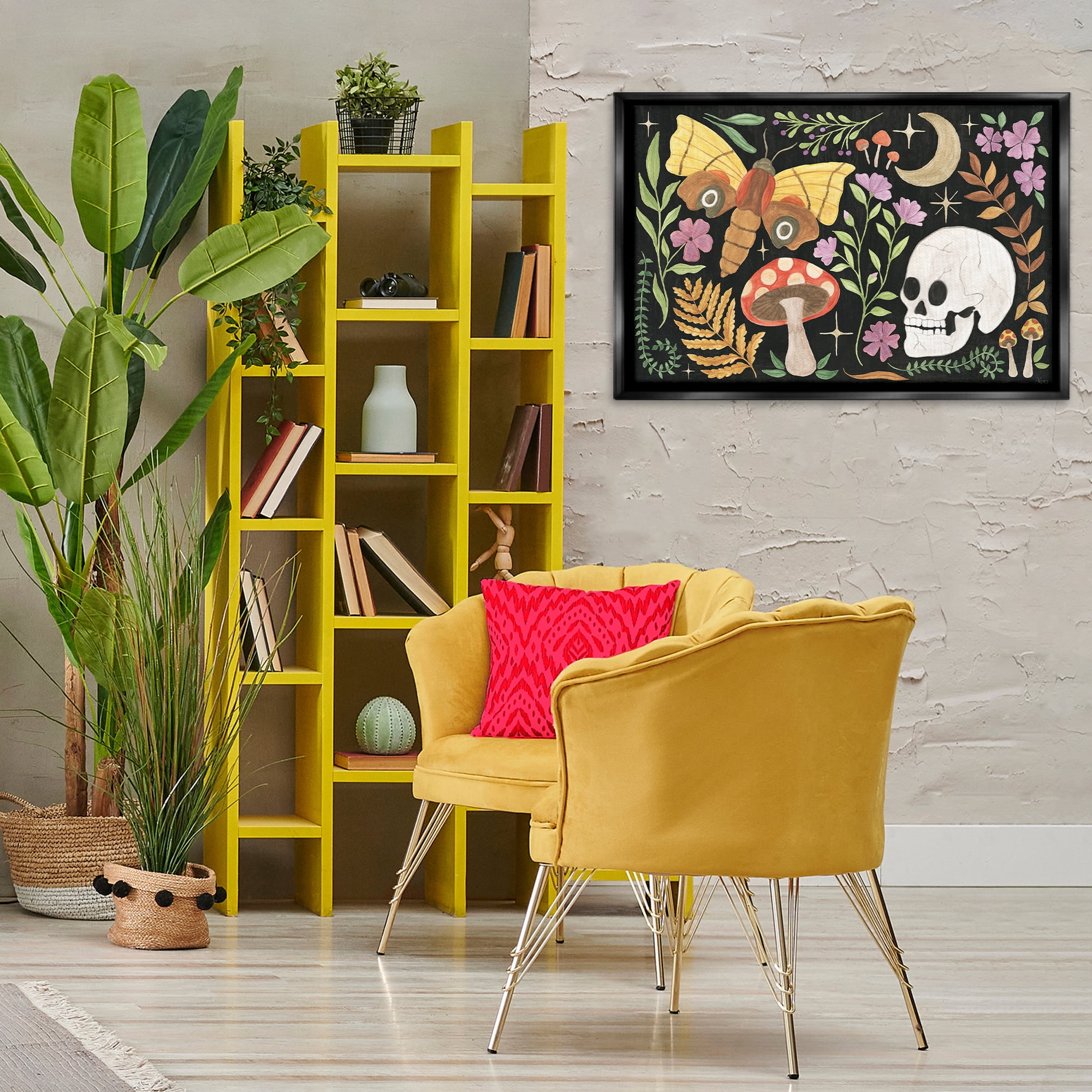 Stupell Industries Spooky Chic Collage Animals Painting Black Floater Framed Canvas Art Print Wall Art, 31 x 21