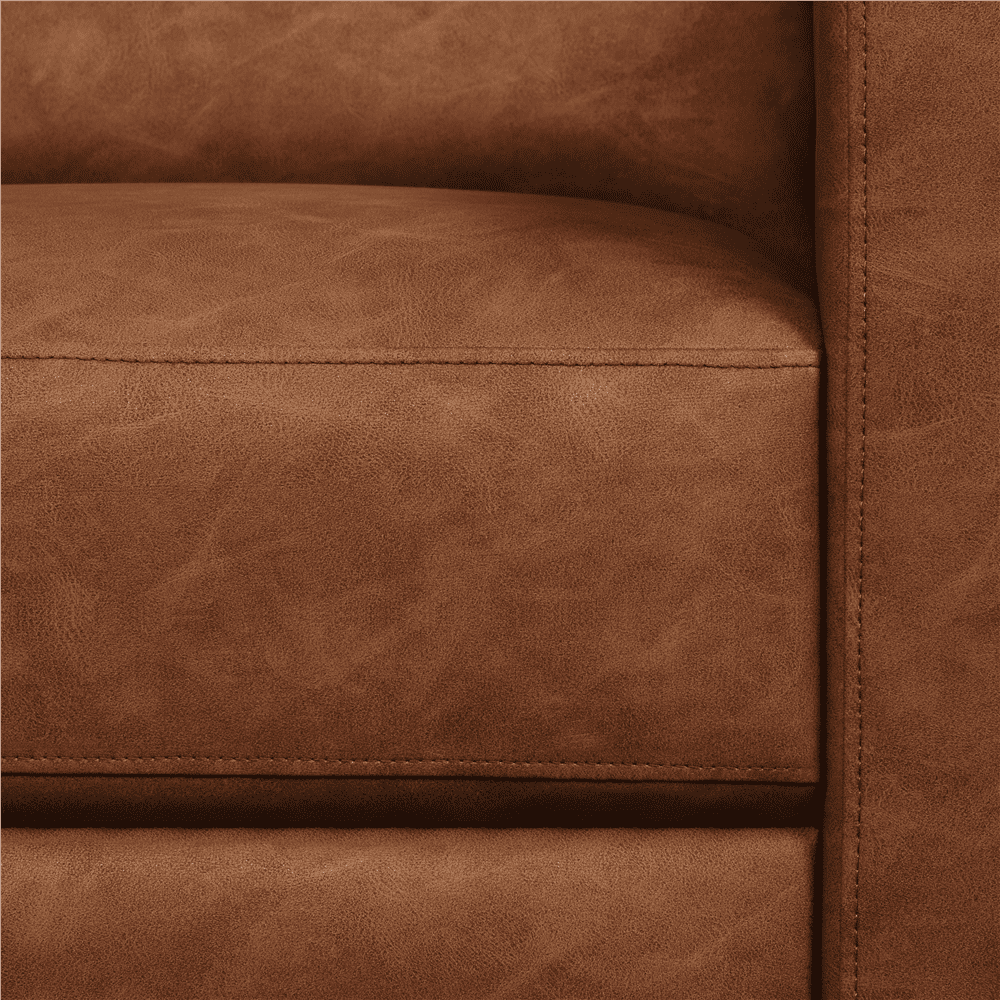 Renwick Mid-Century Modern Faux Leather Recliner for Living Room, Brown