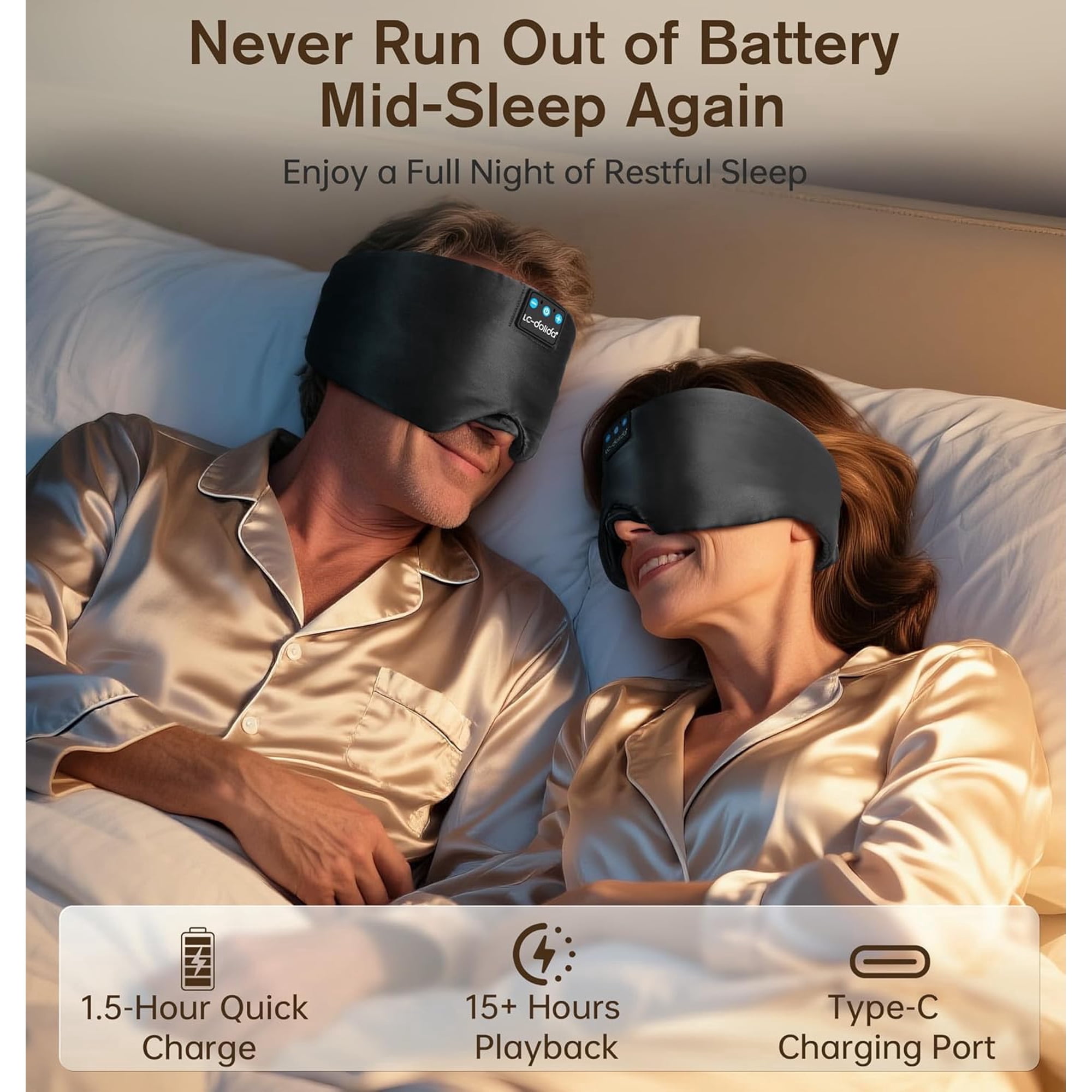MUSICOZY 3D Sleep Mask with Bluetooth Headphones, Ice Silk Sleep Headphones with Bluetooth 5.4, Total Blackout Eye Mask for Sleeping, Sleep Soft Mask for Women Men, All Night Sleep, Travel Gift