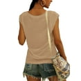 thumbnail image 2 of Summer Sleeveless Women Solid Color V-Neck Casual Shirt Tops, 2 of 3
