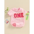 thumbnail image 3 of Bagilaanoe Newborn Baby Girl Boy Birthday Rompers Letter Embroidery Short Sleeve Bodysuits 6M 12M 18M Infant Summer Casual One Piece Short Jumpsuit, 3 of 7