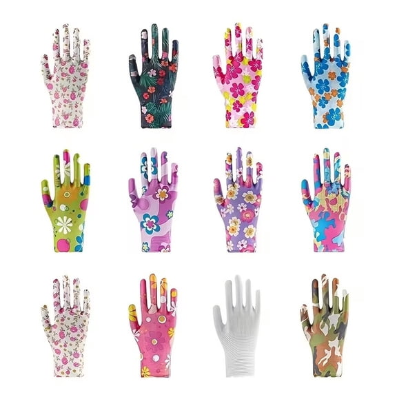 6 Pairs of Durable Non-Slip Work Gloves for Gardening and Cleaning - Comfortable Cotton Nylon Gloves for Men and Women