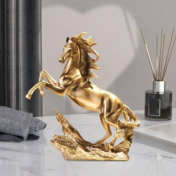 yuksok Resin Standing Horse Statue Sculpture Gold Colour Hand