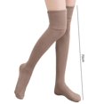 thumbnail image 2 of Xiao Hua 1 par de medias hasta la rodilla de color liso, calcetines de punto de algodón, calcetines retro hasta el muslo, negros, 2 of 5