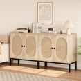 thumbnail image 5 of Litake Buffet Cabinet, Rattan Storage Cabinet with Doors and Shelves, Accent Cabinet Sideboard, Wood Console Cabinet with Storage Entryway Cabinet for Living Room, Dining Room, Hallway (Wood), 5 of 9