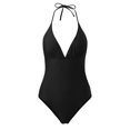 thumbnail image 2 of Aayomet Women Swimsuits Tummy Control V Neck Bathing Suits,Black L, 2 of 4