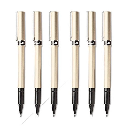 uni-ball Deluxe Fine Point Roller Ball Pens, 6 Black Ink Pens (60052)