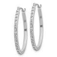thumbnail image 2 of 14k White Gold Oval Hinged Hoop Earrings, 2 of 4
