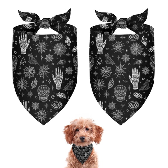 Dog Bandana 2 Pack,Black White Skull Hand Spider Pattern Bandanas for Dogs,Cat Bandana,Small/ Large Dog Bandana 2 Size,Dog Bandanas Girl Boy