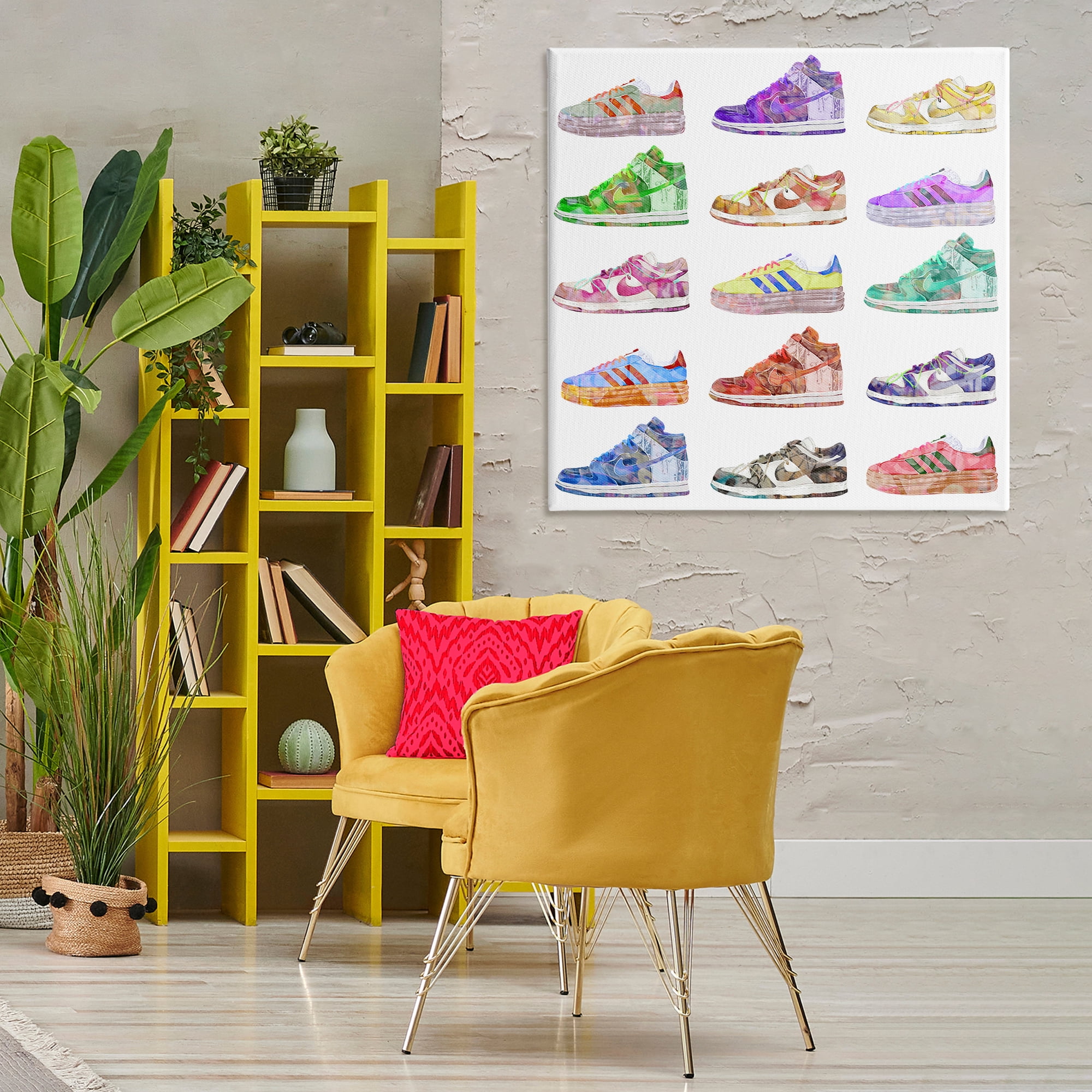 Stupell Industries Modern Sneakers Array Fashion Painting Wrapped Canvas Art Print Wall Art, 36 x 36