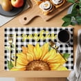 thumbnail image 2 of Sunflowers Placemats Set of 4, Black White Check Sunshine Buffalo Bee Placemats for Dining Table, Place Mats for Kitchen Tabletop, Waterproof Wipeable Dining Table Mats Set, 2 of 9