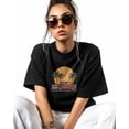 thumbnail image 2 of Red Retro Style Car T Shirts for Women Short Sleeve Cotton Crewneck T-Shirt Palm Tree Yellow Sunset Tee Tops Casual Basic T-Shirts, XS-5XL Black XS, 2 of 7