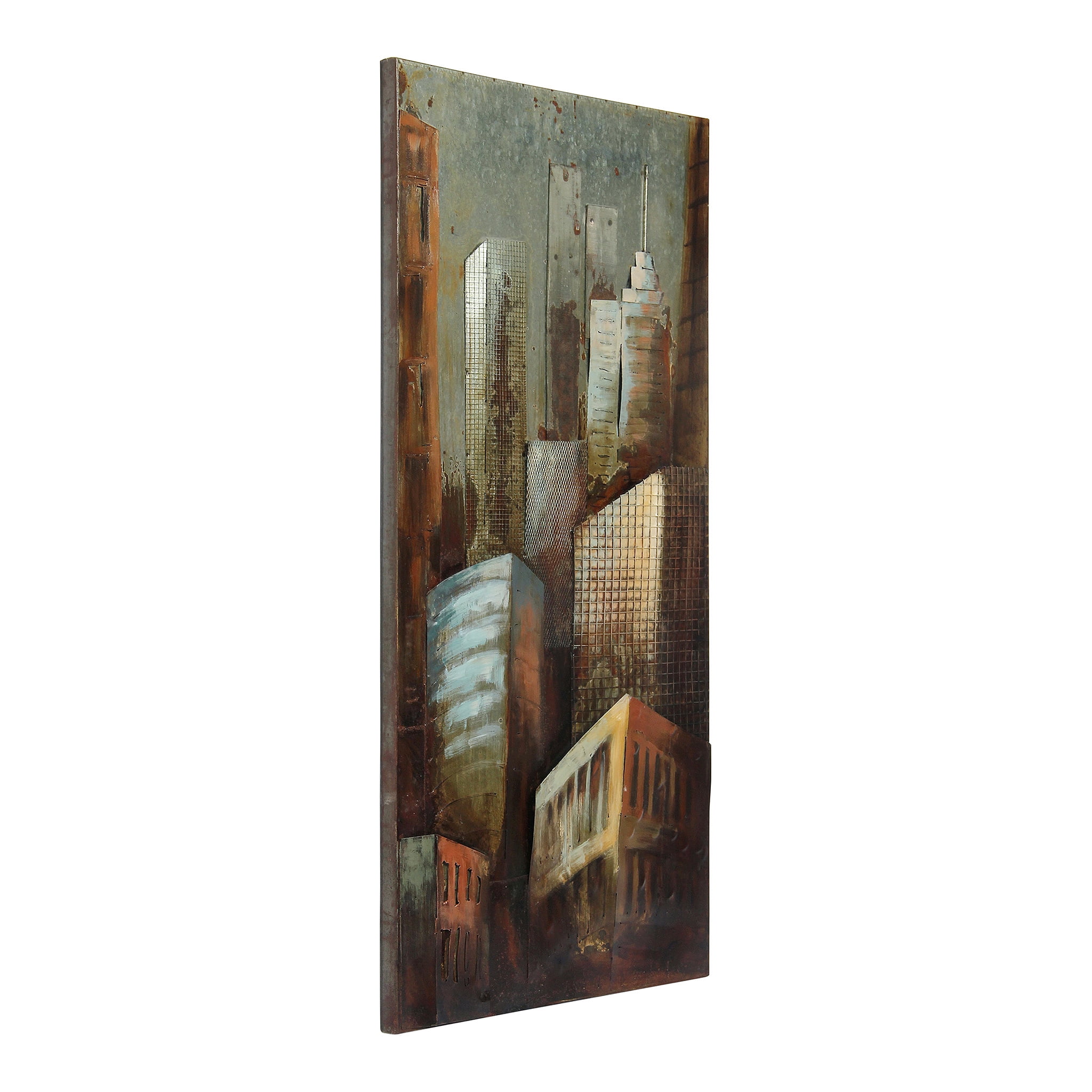 Empire Art Direct Grey Arquitecture 1 & 2 Hand Painted 3D Metal Wall Art, 48" x 24" each, Ready to Hang