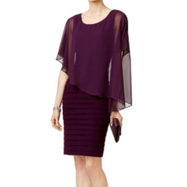 betsy and adam chiffon cape gown