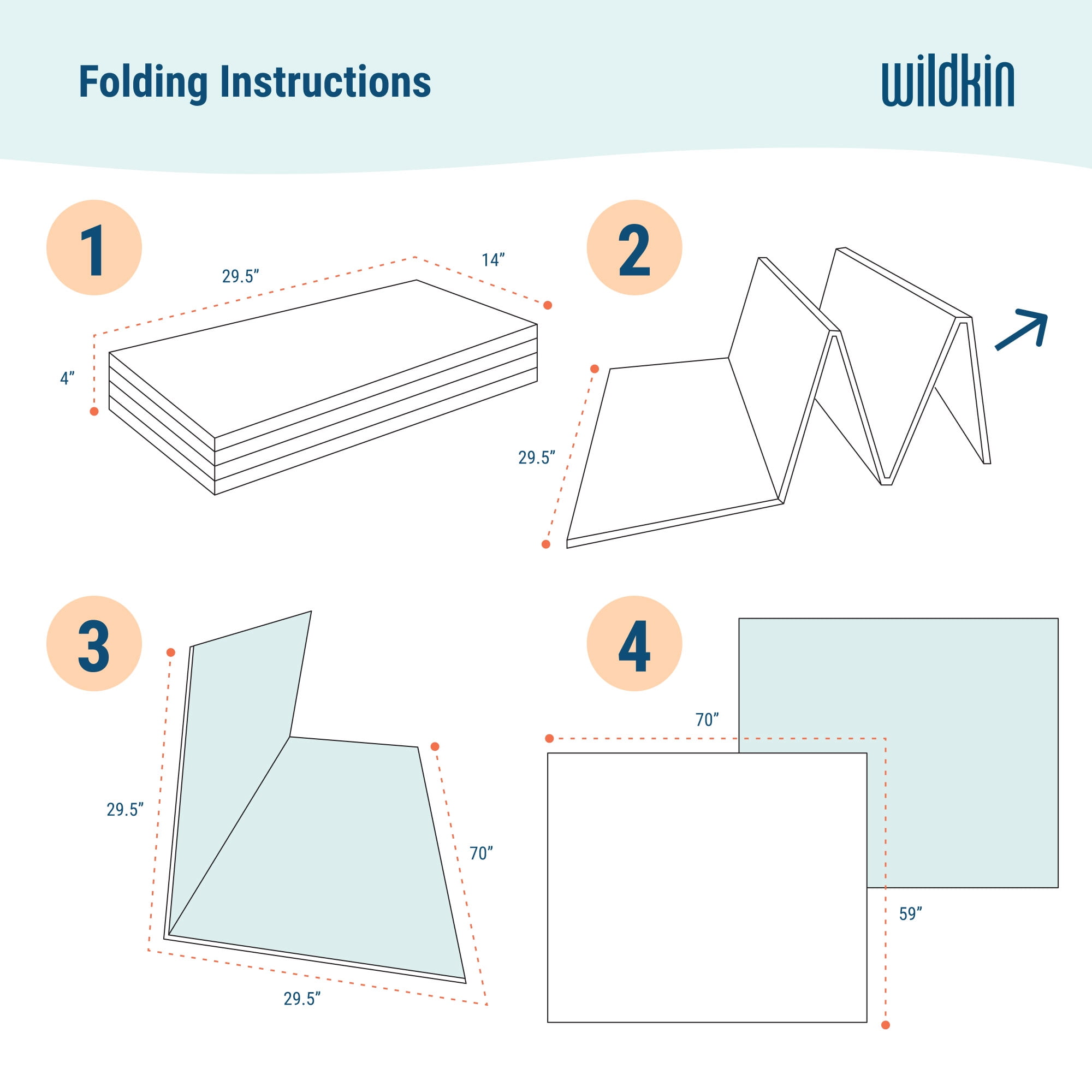 Wildkin Baby Play Mat - Large Folding Foam Play Mat for Infants, Babies, Toddlers, Waterproof, Double-sided (70" x 59") - Unicorn