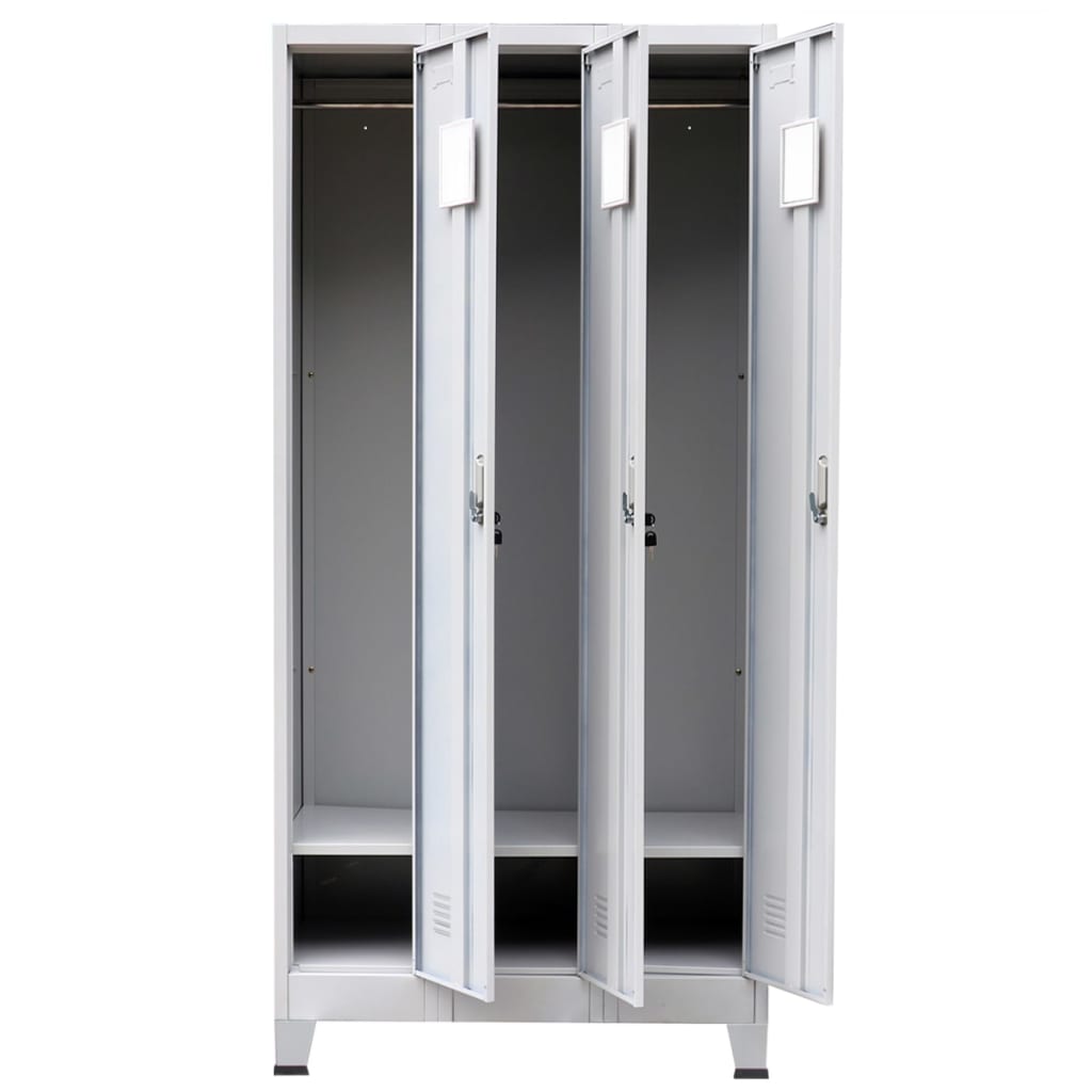 vidaXL Locker Cabinet with 3 Compartments Steel 35.4"x17.7"x70.9" Gray - image 4 of 25