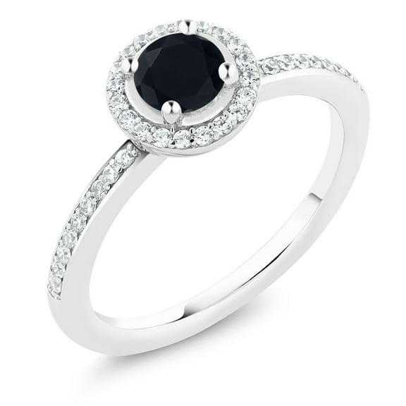 Gem Stone King 925 Sterling Silver Black Onyx Ring for Women | 0.67 Cttw | Gemstone Birthstone | Wedding Engagement Anniversary Promise Ring for Women | Size 8