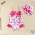thumbnail image 2 of TOWED22 Girls' One Piece Cute Print Swimwear Cut Out Spaghetti Straps Swimsuit Floral Beach Bathing Suit for Girls Toddler Kids Pink,12-18 M, 2 of 6
