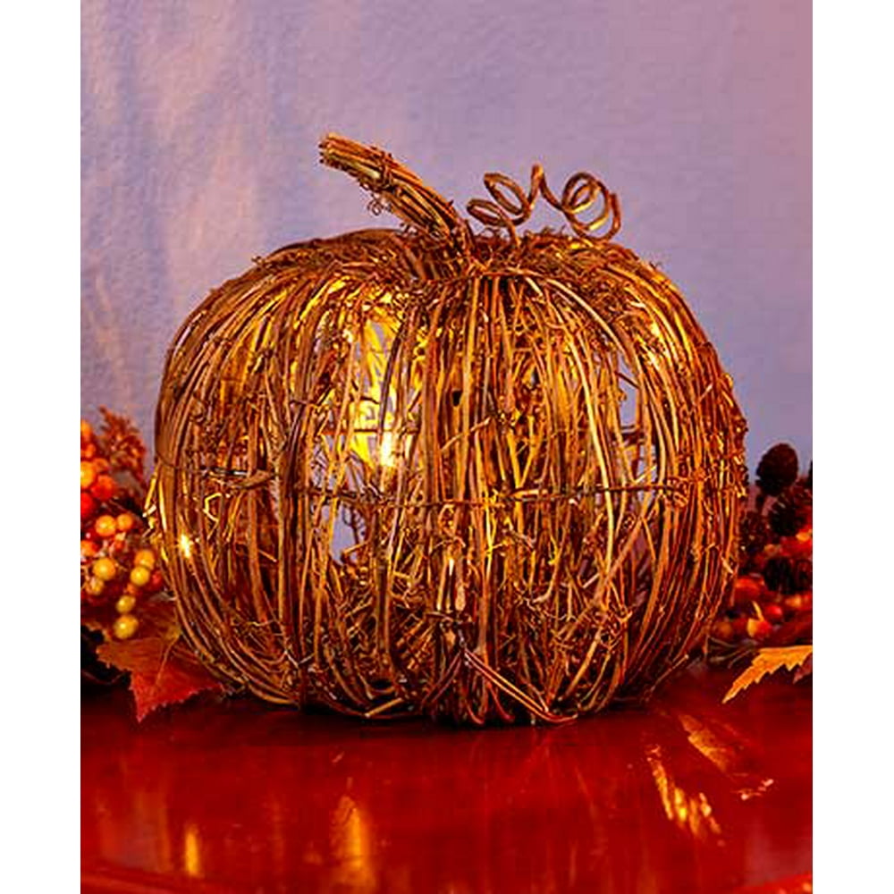 Pumpkin String LED Lighted Fall Grapevine Collection Fall Autumn Rattan