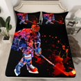 thumbnail image 2 of Homewish Hockey Sport Lover Full Size Sheets,Watercolor Splatter Ink Bed Sheets,Red Blue Black Sheet Sets For Kids Boy,Microfiber Bedroom Decor,4-Piece, 2 of 7