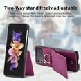 thumbnail image 4 of Phone Case for Samsung Galaxy Z Flip 3 5G 2021 with Card Slot Holder Wallet Cover and Ring Stand  Back Cell Mobile Accessories Protective Case for ZFlip3 Z3 Flip3 3Z Flip3case Purple, 4 of 16