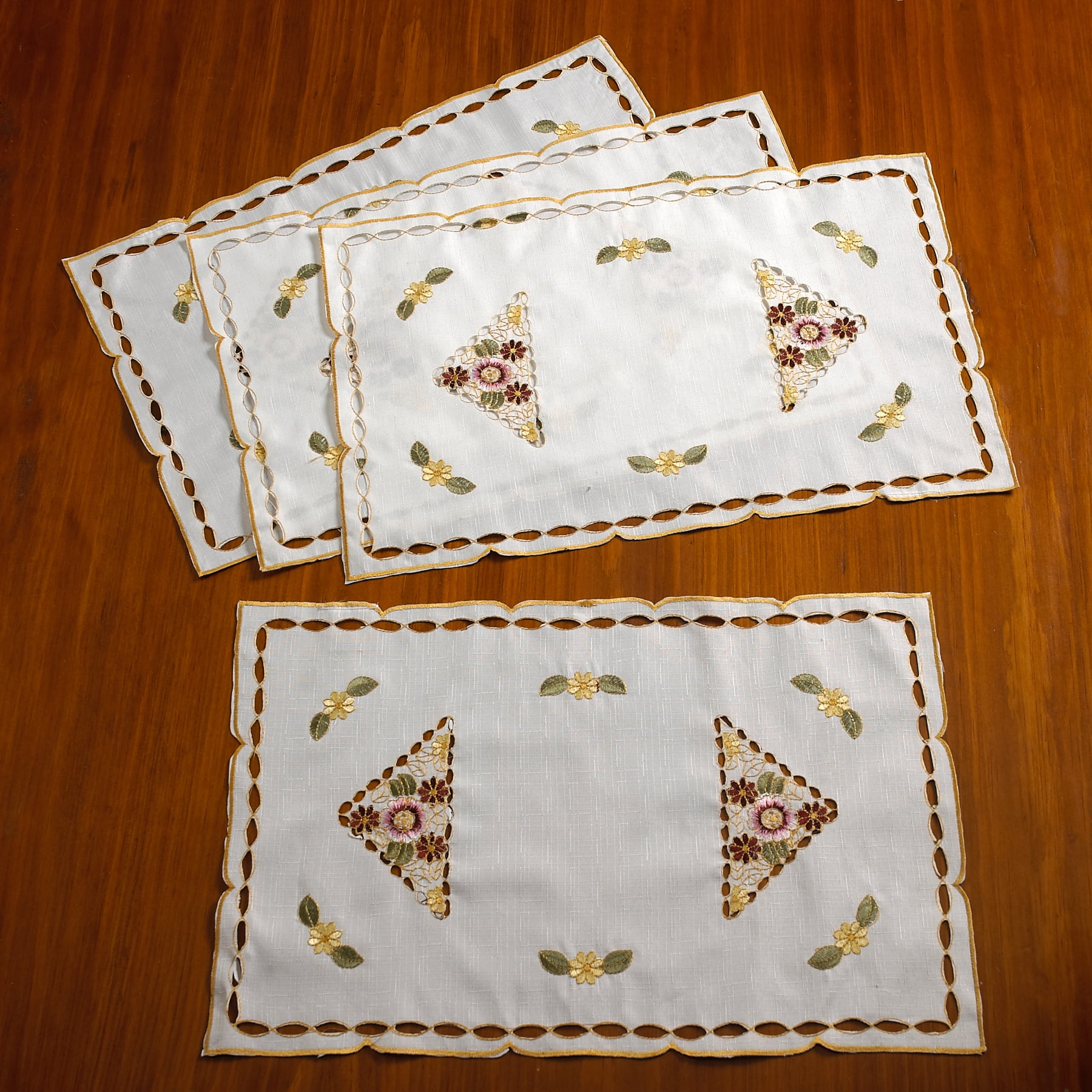 Orchid Embroidered Vintage Design Table runner