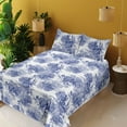 thumbnail image 2 of Ambesonne Vintage Fitted & Flat Sheet with Sham 3 Pcs Set, Hand-Drawn Monochrome Flora, Twin, Dark Ceil Blue and Grey, 2 of 5