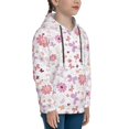 thumbnail image 3 of Picia Retro Floral Pattern Youth Hoodie - Warm Pullover Sweatshirt with Kangaroo Pocket, Ideal for Boys and Girls-X-Large, 3 of 6