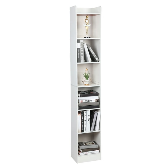 Cheers 70.9 Inch Tall Narrow Bookcase, Floor Standing Storage Cabinet, Corner Bookshelf with Storage, 6 Tier Cube Display Shelves for Home Office