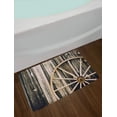 thumbnail image 2 of Barn Wood Wagon Wheel Bath Mat, Wooden Barn Door and Vintage Rusty Wheel Rustic Home Farm, Plush Bathroom Decor Mat with Non Slip Backing, 29.5" X 17.5", Black Brown, 2 of 2