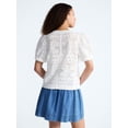 thumbnail image 4 of Free Assembly Women's and Women's Plus Pineapple Cardigan Sweater with Short Puff Sleeves, Lightweight, Sizes XS-4X, 4 of 6