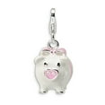 thumbnail image 1 of Sterling Silver Amore La Vita Rhodium-Pl Polished 3-D Enameled Pig Charm (35 X 12) Made In China qcc394, 1 of 3
