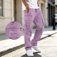 thumbnail image 2 of Axiiglly Cargo Pants for Men, Casual Cotton Elastic Waist Straight Leg Outdoor Hiking Work Pants with Multi Pockets M-3XL, 2 of 8