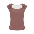 thumbnail image 6 of Mittory Tank Top for Women Square Neck Summer Tops Loose Fit Casual Solid Color Cap Sleeve Shirt, 6 of 7