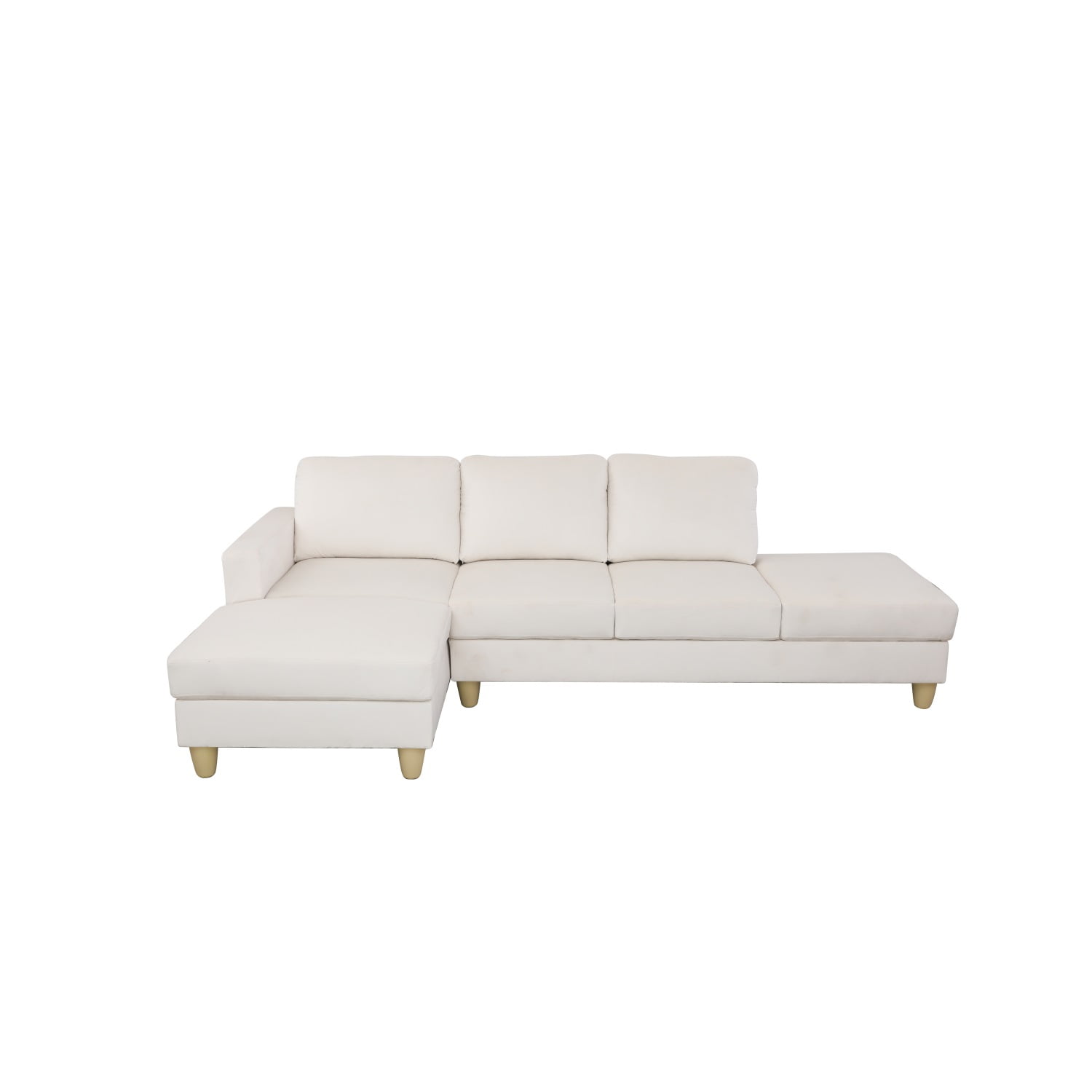 Hommoo 4-Seat L-Shaped Sectional Couch Sofa, Lint Living Room Furniture Set for Small Space-Apartment/Upstairs Loft/Living Room, 16.5'' Back Height, White(No Ottomans)