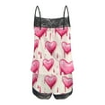 thumbnail image 4 of XUNKUSGA Valentine's Day Pajama Sets for Women 2 Piece Fashion Lace Womens Pajama Sets Classic Heart Print Women's Sleepwear Stretchy Soft Sleeveless Tank Tops Splicing Shorts Casual Set S-2XL Brown, 4 of 5