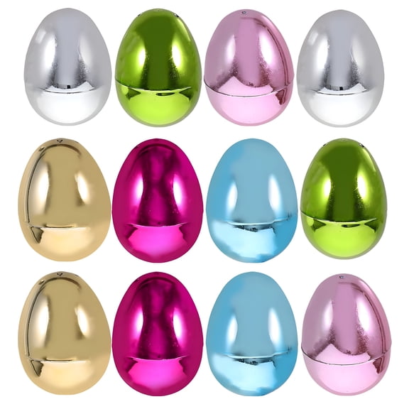BESTSKY 12Pcs Easter Eggs Empty,Party Refillable Ornament Easter Eggs,Twistable Design Spacious Plastic Easter Eggs Easter Basket Stuffers,2.36*1.65"
