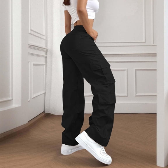 Women's High Waisted Wide Leg Pants with Multiple Pockets Casual Work Trousers
