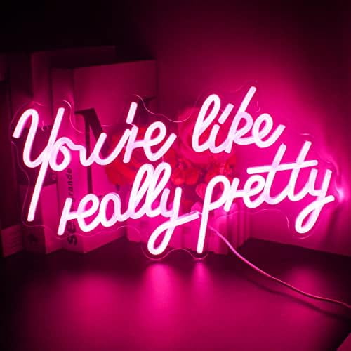 You're Like Really Pretty Neon Sign Led Sign Pink Led Neon Light for Wall Decor Neon Signs for Wall Decor Light Sign for Wedding Dimmable Switch USB with Neon Sign for Bedroom Home Decor